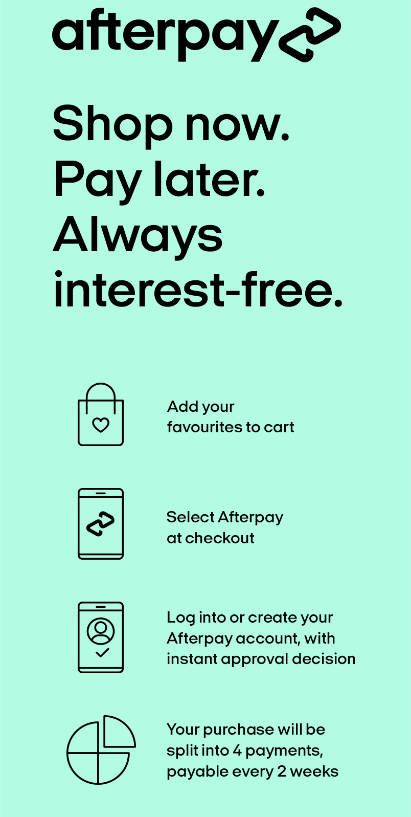 Afterpay. Shop now. Pay later.