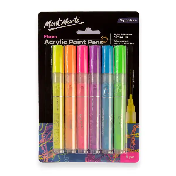 Picture of Mont Marte Fluoro Acrylic Paint Pens 6pk